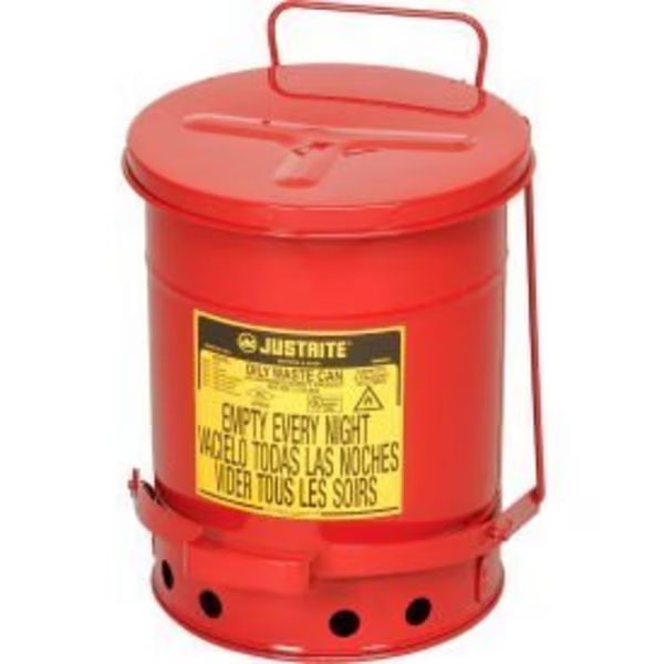 Justrite 6 Gallon Oily Waste Can, Red - 09100, Justrite, Mfr#: 9100